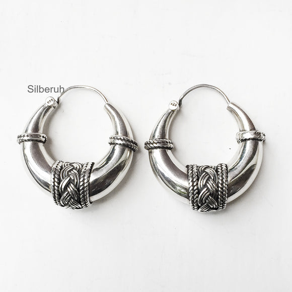 Bali Designer Hoop Earrings Sterling Silver Fancy Style Mix by BeYindi